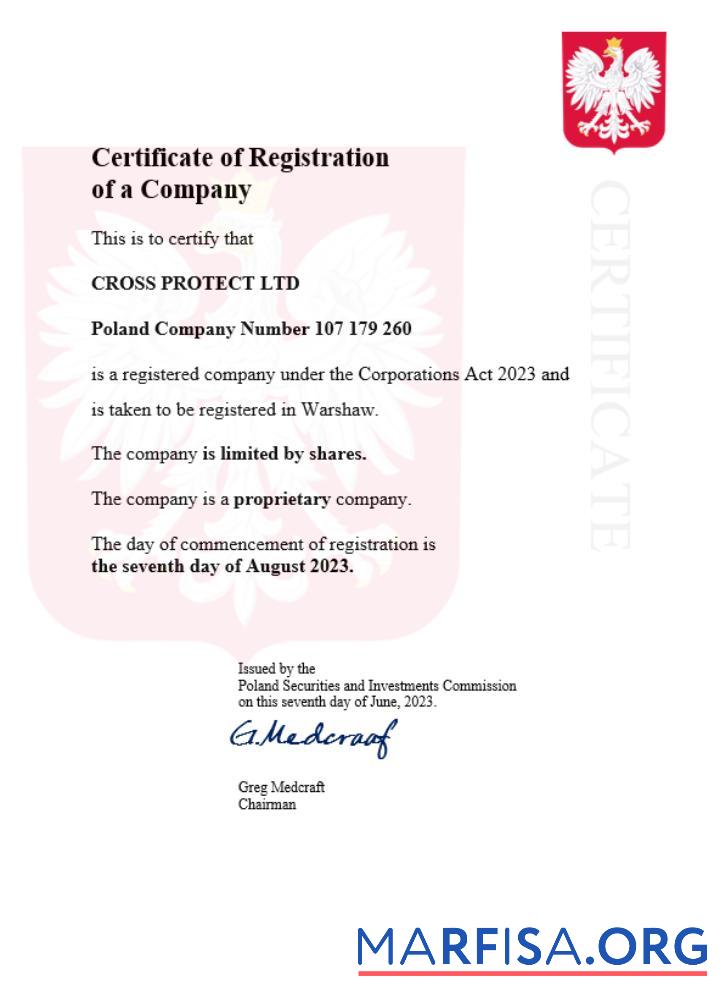 Realistic Poland business registration certificate Word and PDF template